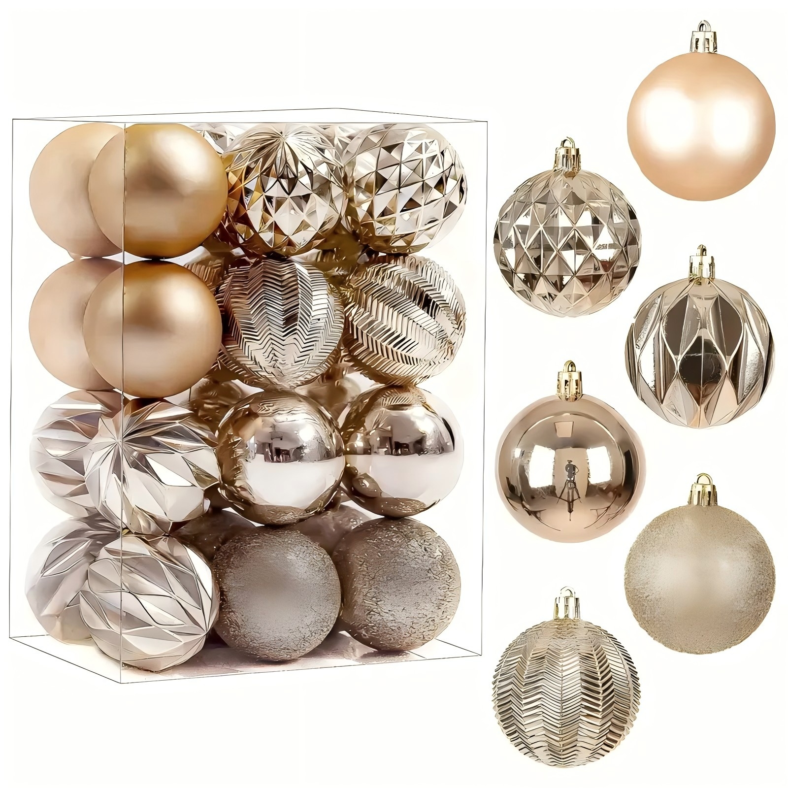 TEMU Set da 24 palline natalizie color ,36 pollici/6 cm, adatte per decorazioni di Halloween, Natale e feste con albero di Natale (consegna con