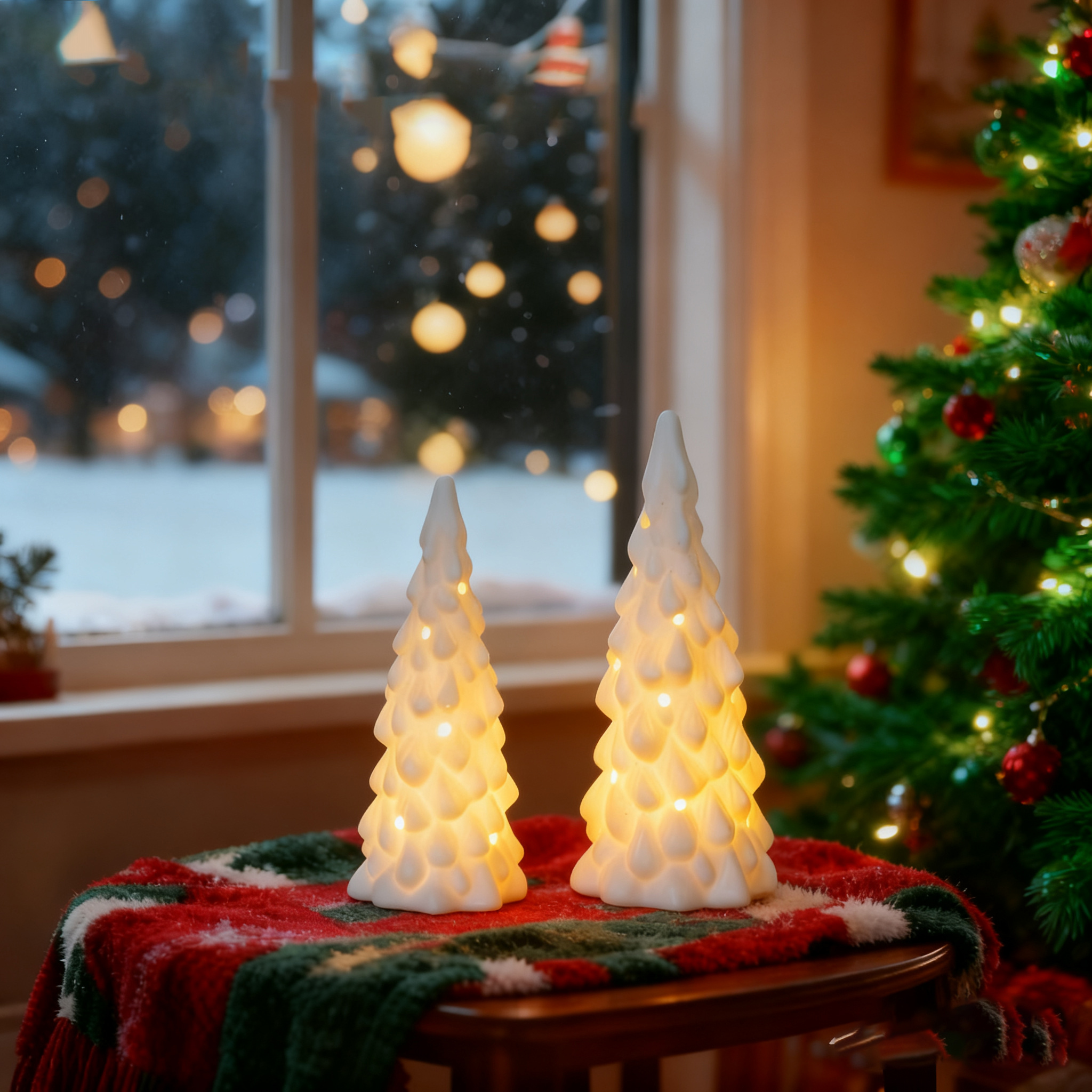 Image of Ceramic Christmas Tree Candle Holders - White - Set Of 1 (pack Of 2)