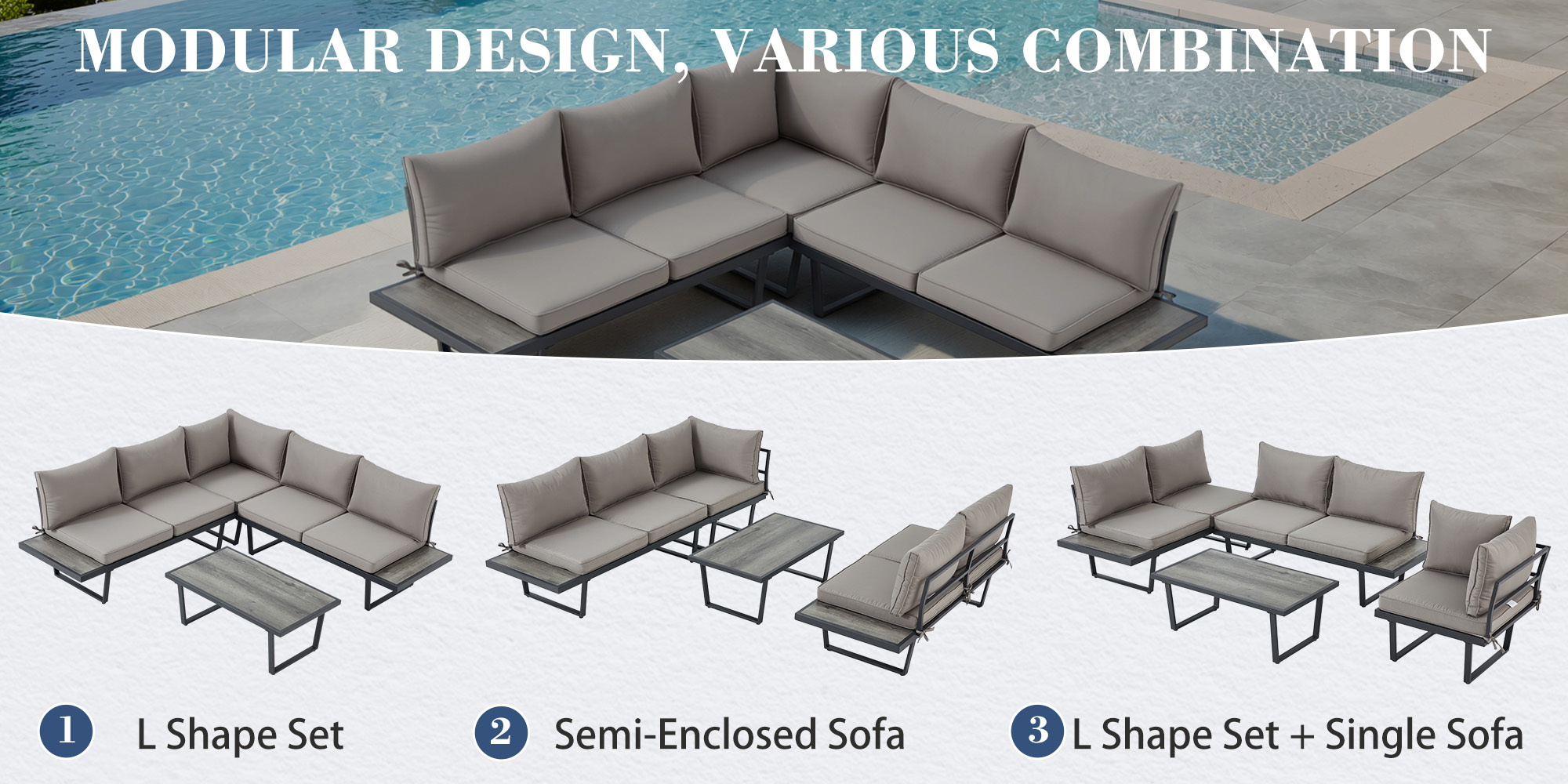 4pcs Outdoor Conversation Set with Coffee Table, Outdoor Patio Furniture for Garden, Balcony, Poolside, Courtyard & Backyard, Weather-Resistant