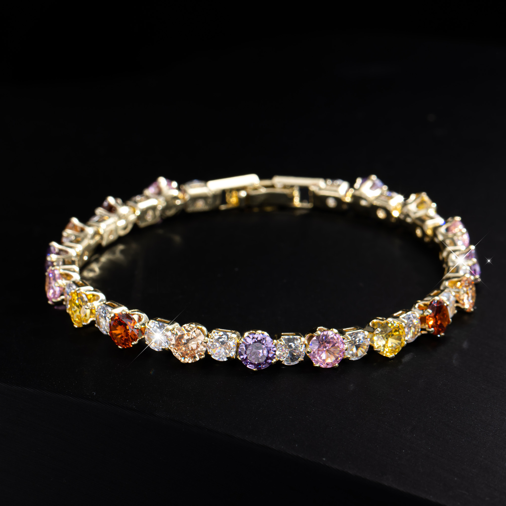 TEMU 1pc Unisex Fashionable Round Irregular , Elegant And Luxurious Style, Featuring Sparkling Inlaid Colored Synthetic 3a Zirconia, Urban Styling.