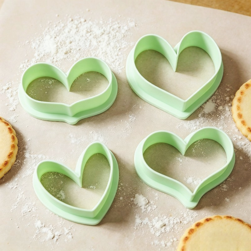 TEMU A 4pcs Set Of Heart-shaped Cookie Molds, Suitable For Valentine's Day And Mother's Day Baking Molds, Decorative Cookie Cutters, And Sugar