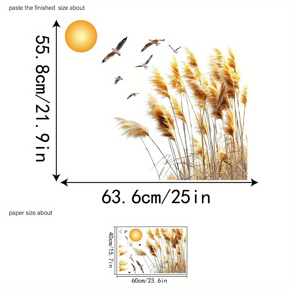 Sunset Reed Stickers Living Room Wall Decoration Self-adhesive Stickers