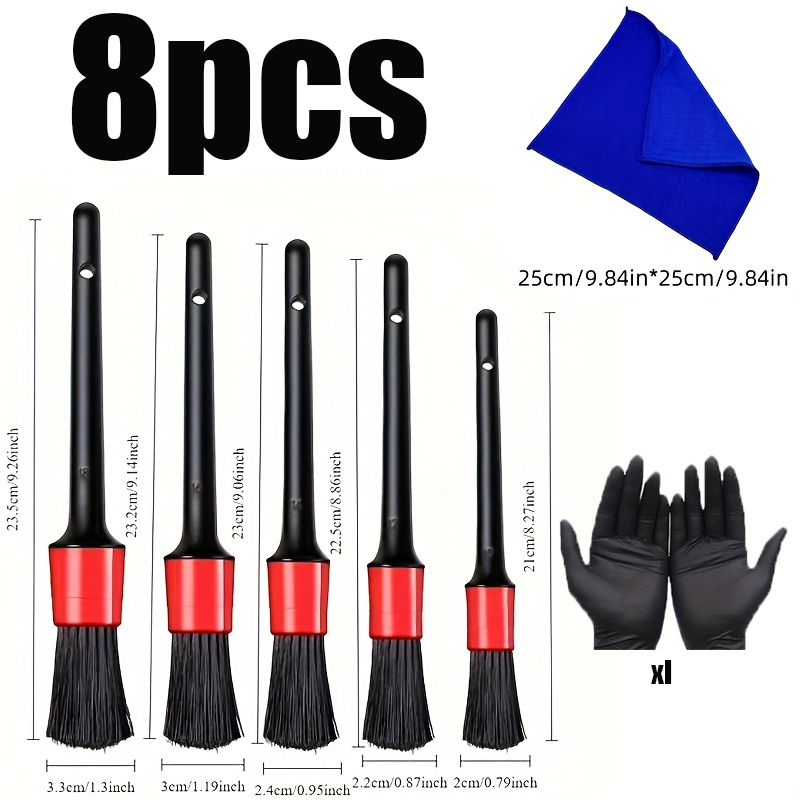 E-shop 8-teiliges Nylon-Autodetailbürsten-Set, Armaturenbrett-Auspuff-Rad-Reinigungsbürste, Haushalt Outdoor Toilettenreinigung