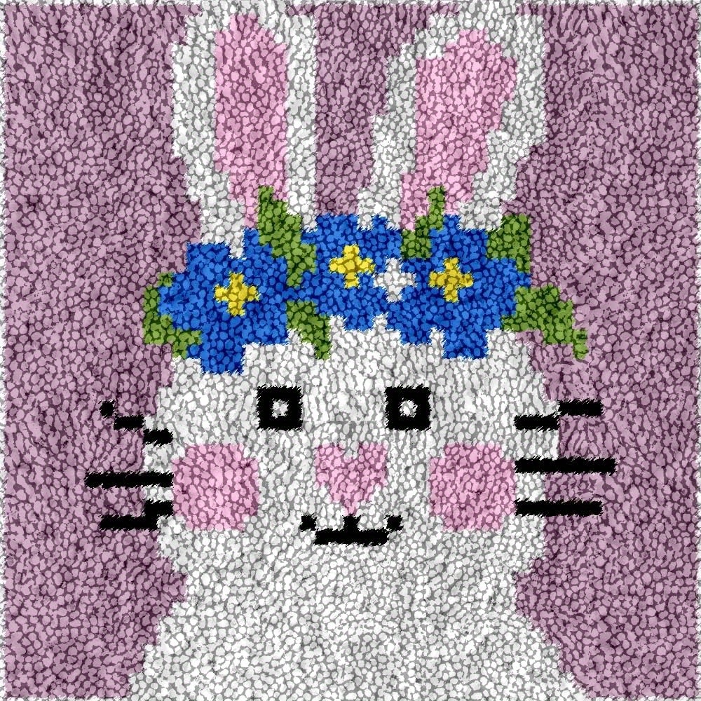 Easter Bunny Latch Hook Rug Kit for DIY Needlework