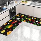 2pcs vibrant fruit kitchen floor mats drying non slip absorbent mud mats for home bathroom decor large size pvc polyester floor mats