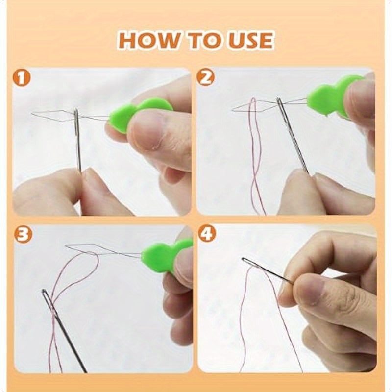 6pcs 1.7mm Dia Thick Big Eye Sewing Needles For Embroidery Cross Stitch