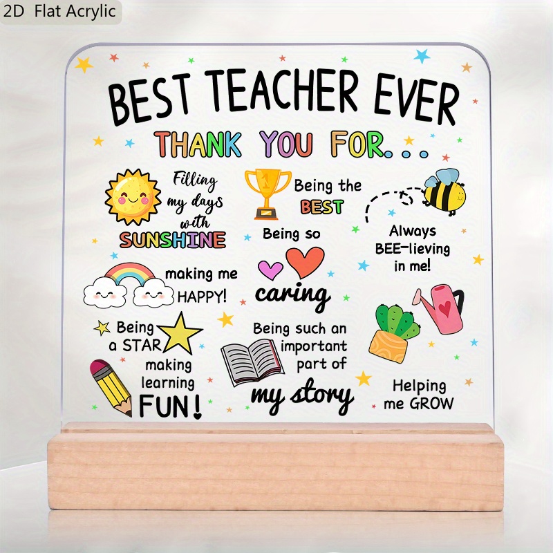 2d flat acrylic teacher appreciation sign 