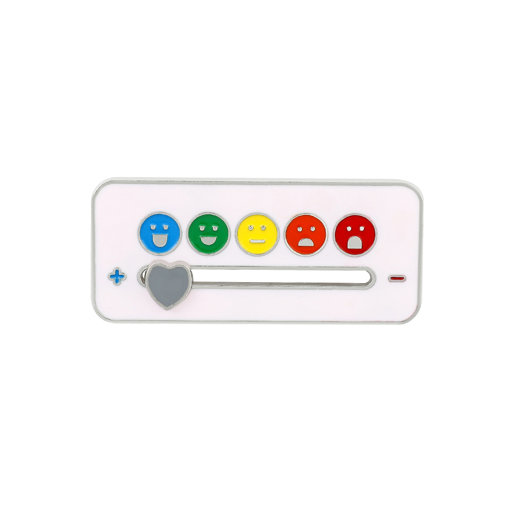 TEMU 1pc Creative Mental Well-being Check In Slider Enamel Enamel Pin Metal Badge Jewelry Clothing Backpack Accessories Festive Gifts
