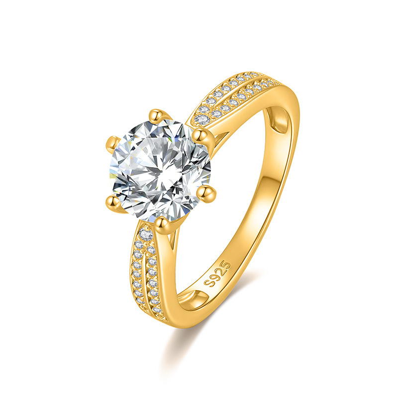 Women's 925 Silver Moissanite Ring with Six Prongs
