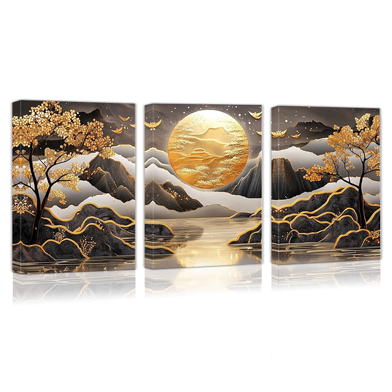 

3pcs Canvas Poster Wall Art Ready To Hang Beautiful Mountain Trees Painting Canvas Art Wall Decor Suitable For Living Room Bedroom Bathroom Office Home Wall Decoration