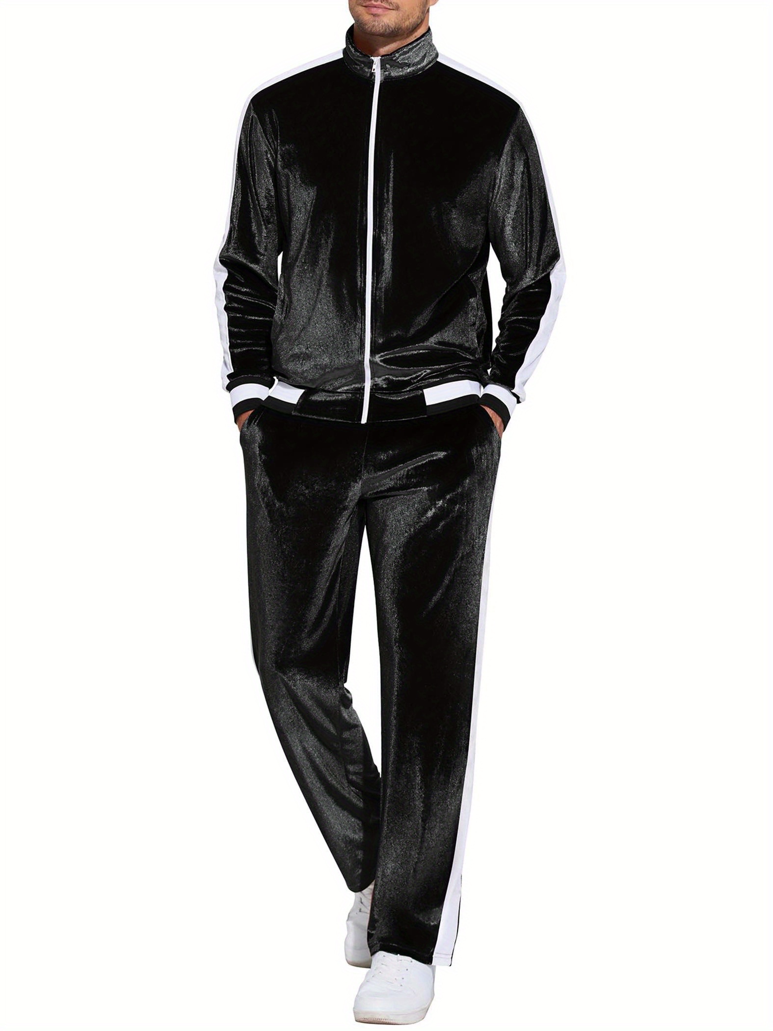 mens tracksuit 2pcs set velour velvet sweatsuit jogging suits full