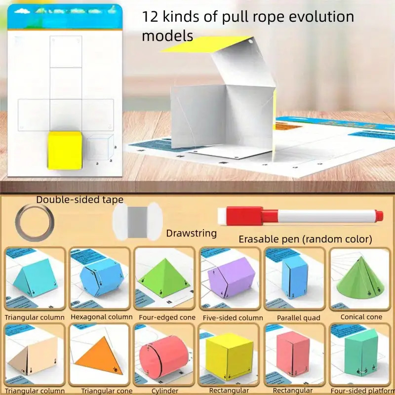 12pcs geometric shapes origami pull string set 3d 2d Temu Bahrain