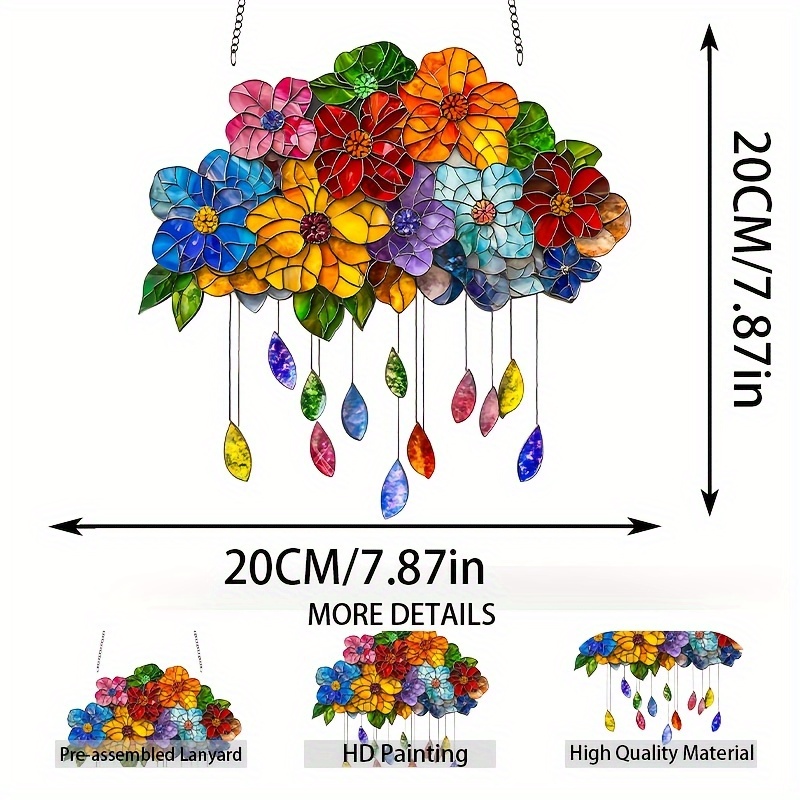 E-shop ., Blühender Himmel, (7,87 Zoll x 7,87 Zoll) Farbige Fensterhänge, Geschenk für Männer, Feiertagsdekoration, Geschenk für Frauen,