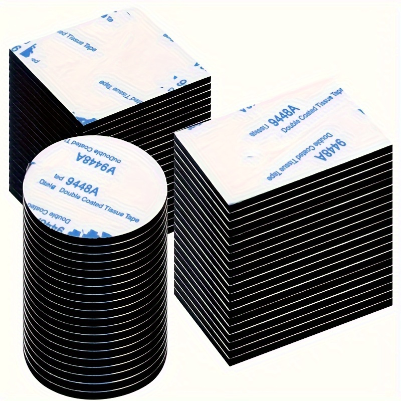 

60pcs Ultra-strong Double-sided Adhesive Tape - Heavy-duty Black Self-adhesive Foam For Walls, Floors, Doors & Plastics With Rectangular, Square & Shapes