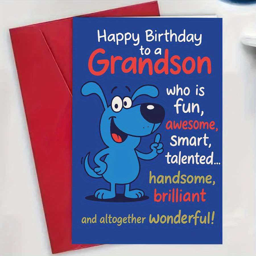 a birthday card   designed for grandson highlighting his   amazing intelligent   and wonderful features   an ideal gift from grandparents to grandchildren to make birthday celebrations more  