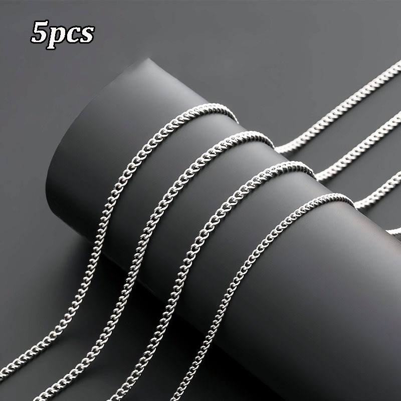 5pcs Unisex Stainless Steel Necklace Set, Perfect for Gifting