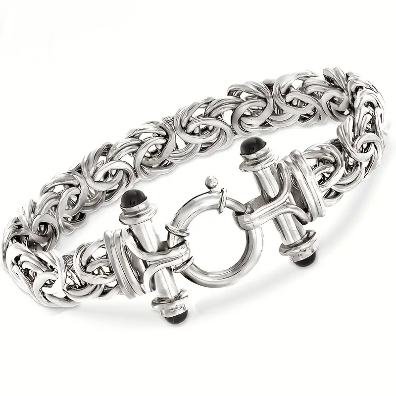 TEMU 925 Sterling Silver Fashionable Byzantine Bracelet | Classic And Elegant Design, Suitable For Daily Wear, Parties, Events, And As A Gift For
