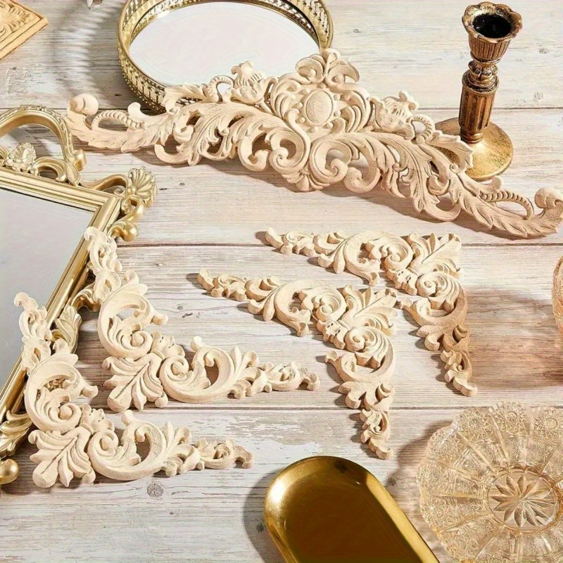 8pcs solid wood decal pieces (4pcs j37+4pcs h01),   wood decal - for walls cabinets mirrors mantel shelves doors bed cabinets ceilings dressers 0