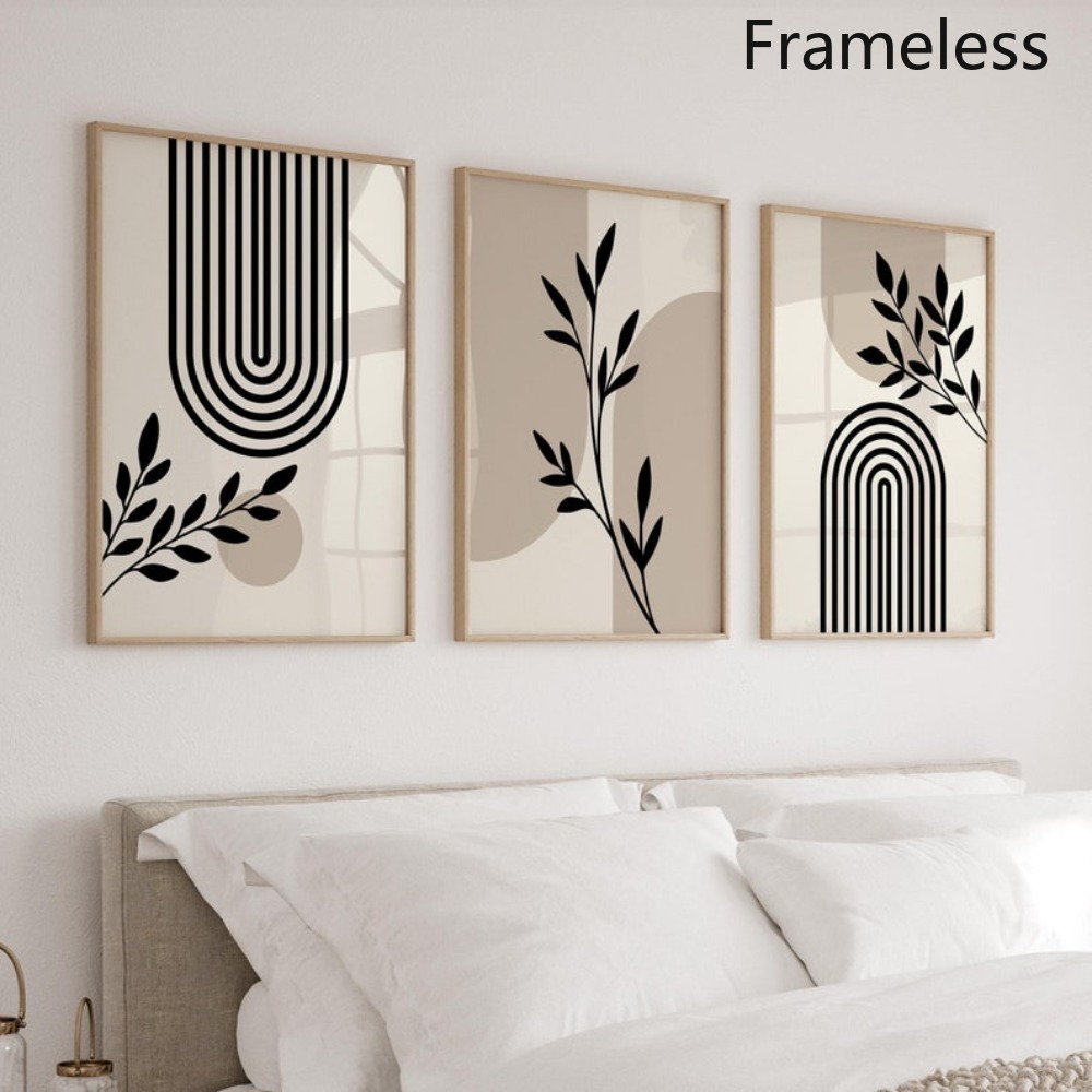 TEMU Set di 3 poster e stampe botaniche 2D beige - di da parete minimalista boho adatta per soggiorno Japandi, stampe su tela verticali senza cornice