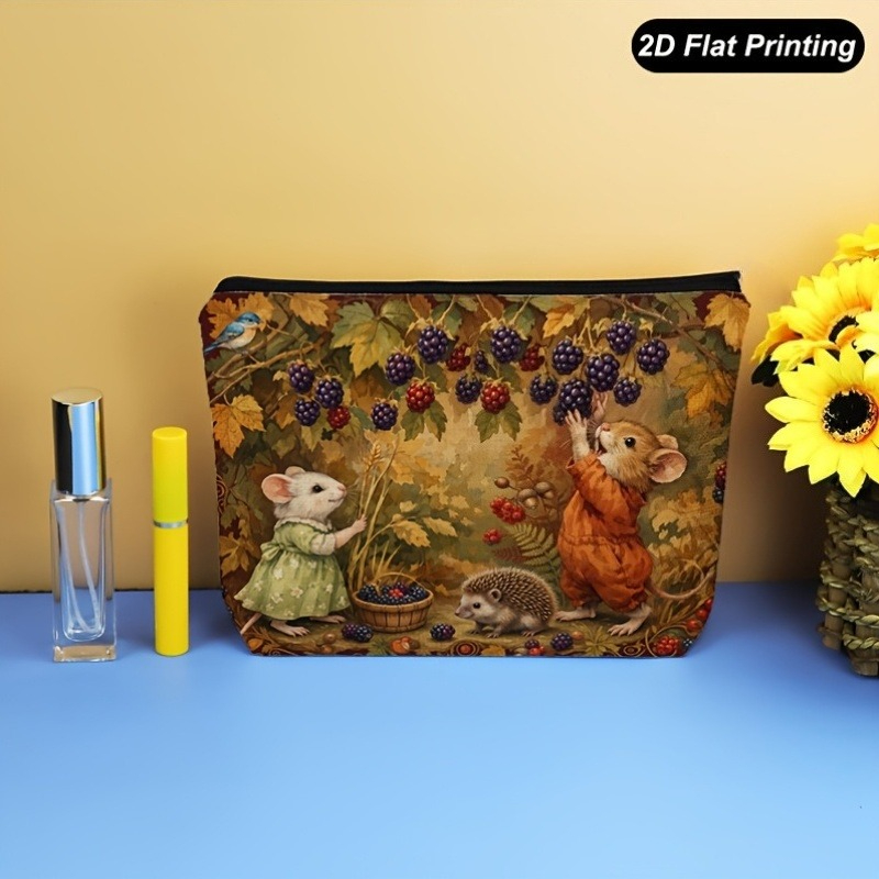 TEMU Borsa per trucco da donna 1 pz autunnale con a tema con e , pochette regalo da donna, borsa per cosmetici con cerniera, borsa da toilette da
