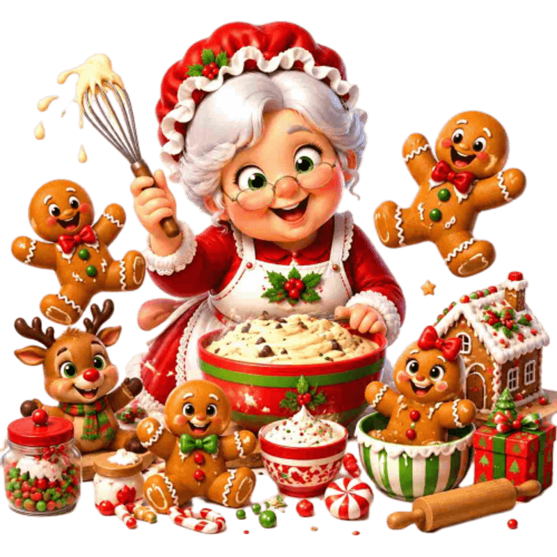 TEMU 1pc 2d Flat Pattern Sticker, Christmas Decoration Static Cling, Window Sticker, Glass Decal, Gingerbread Man Baking Grandma Pattern Glass Film