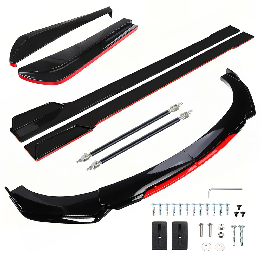 TEMU Adjustable Universal Car Front Bumper Lip Spoiler Diffuser Body Kits Car Side Skirt Extension Rocker Panel Body Kit Car Rear Bumper Lip And