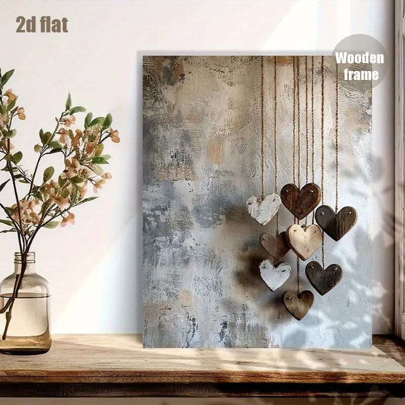 Image of 2d Flat, 2d Flat, 2d 1pc Canvas Wall Art Printed Materials Wall Art - Retro Abstract Nordic- Design With Textured Gray Background, Aesthetic Room Decor, Accent, Nordicinspired Design, Durable Artwork