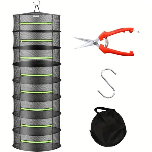 herb drying rack breathable mesh drying rack herb drying rack hanging with zipper for drying herb plants seeds and buds mesh hanging plant dryer foods for garden 8 layer black