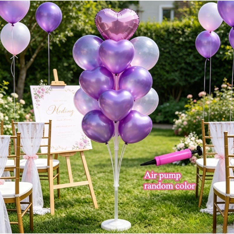 TEMU 2pcs Adjustable Balloon Stand Kit | Balloon Stand With & Random Color Balloon Pump, Easy Balloon Column Holder For Table & Floor Display