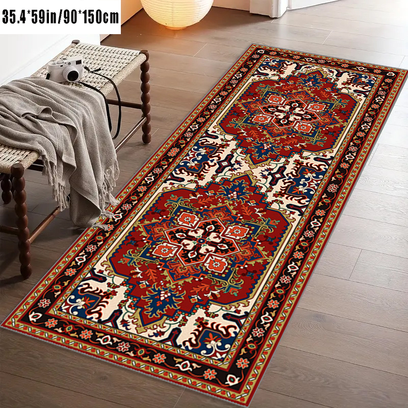 TEMU Imitation Cashmere 800g/sq.m 1pc Vintage Bohemian Mat, Suitable For Bedroom, Cafe, Hotel, Villa, Banquet Hall, Outdoor Courtyard, Garden,