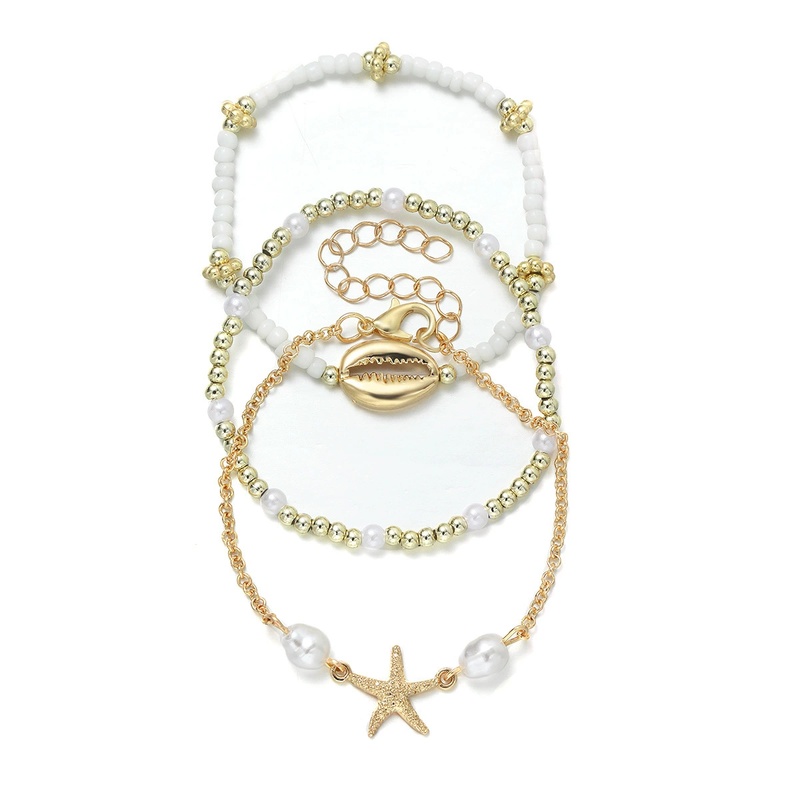 3pcs Ocean-Inspired Alloy Shell and Starfish Bracelets