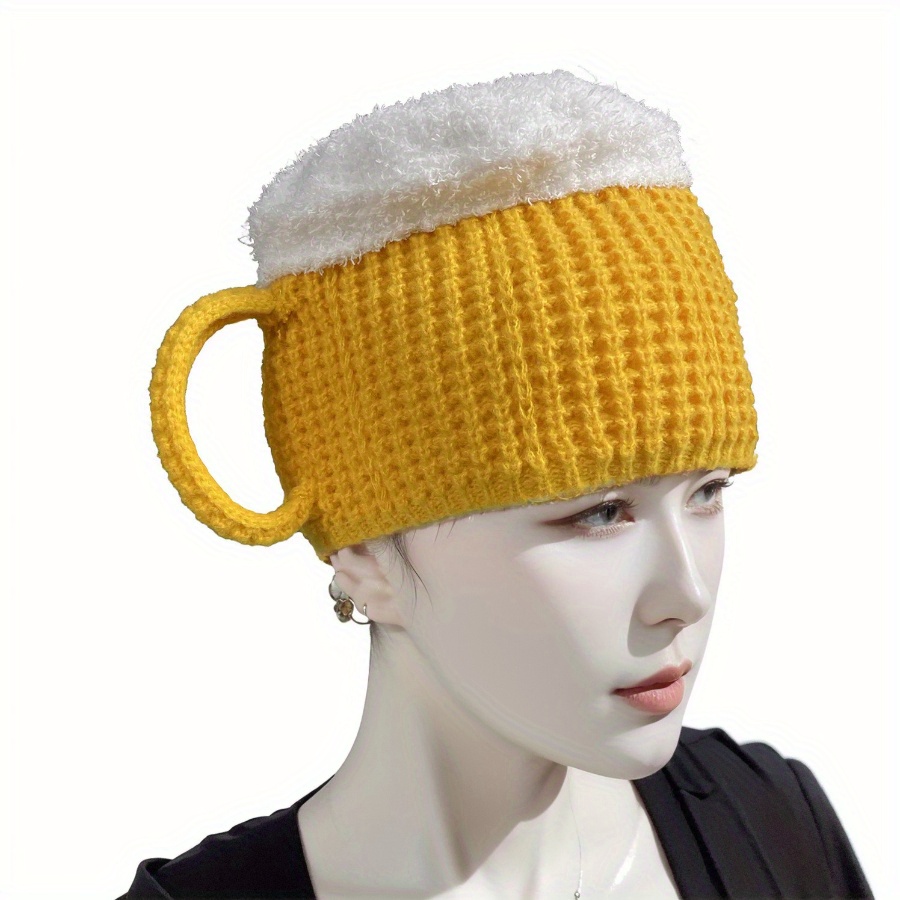 Image of A Unisex Winter Hat Shaped Like A Knitted Beer Cup: Made Of Thick To Heat And Block The Wind, Featuring Ear Protection For Autumn And Winter , All While Maintaining A Warm Attitude