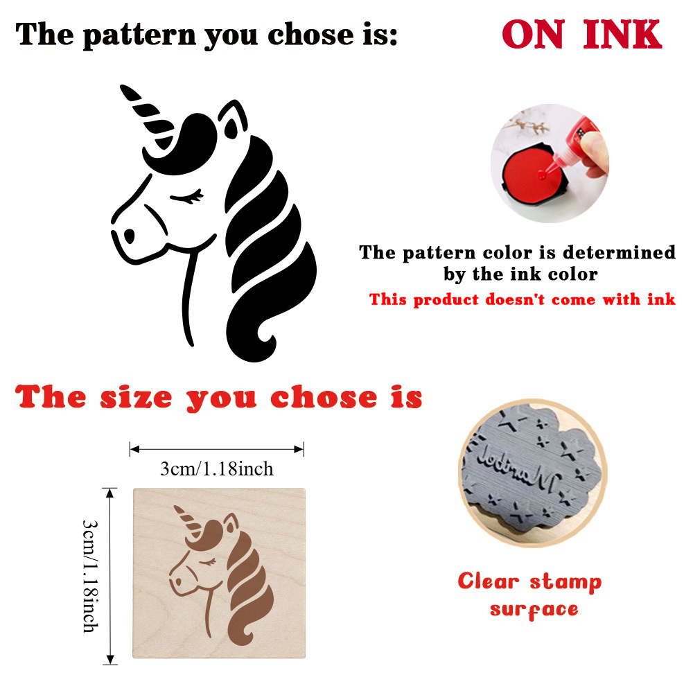 Cute Dreamy Unicorn Wooden Stamp