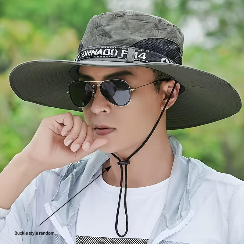 TEMU Wide Brim Fisherman Hat, Mountaineering Fishing Sunshade Hat, Unisex Quick-dry Hat With Breathable Mesh Net, Suitable For Hiking, Camping,