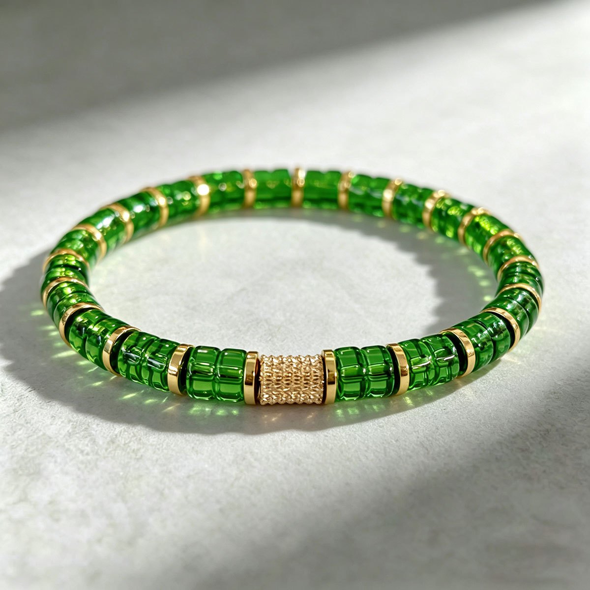 Natural Dioptase Beaded Bracelet, April Birthstone Gift