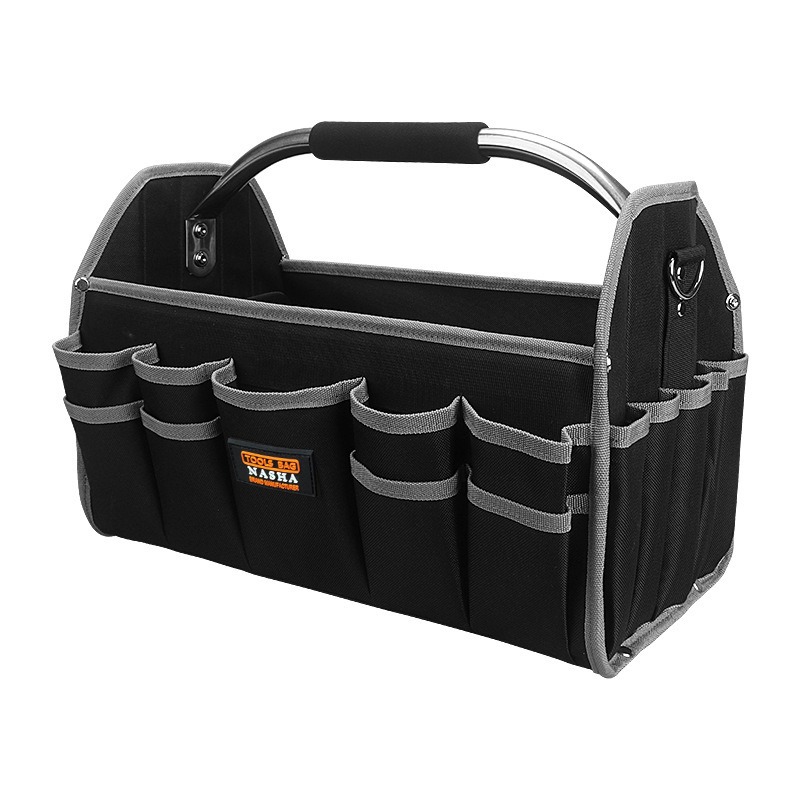 TEMU 1 Portable Tool Bag, Toolbox, Large-capacity Electrician Bag, Men's Woodworking Tool Bag, With 16 External Pockets, Steel Handle And Shoulder