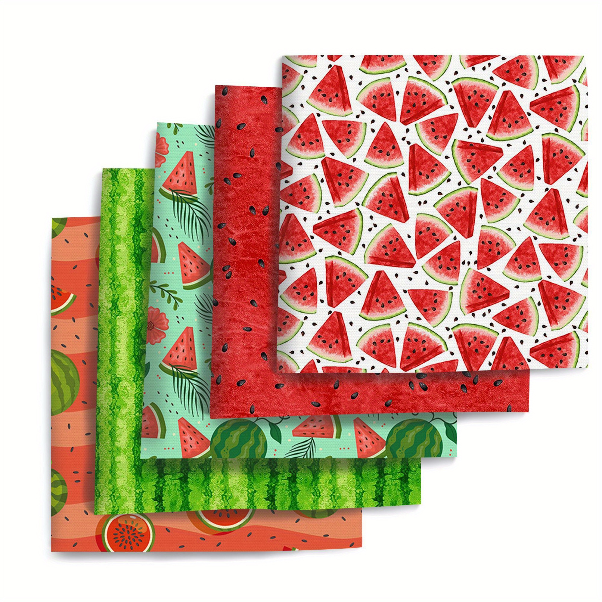 5pcs set 50x45cm 19 69 x 17 71in summer watermelon print precut quilting   fabric bundle polyester quilting squares for   crafts projects wallet making 100 polyester fabric