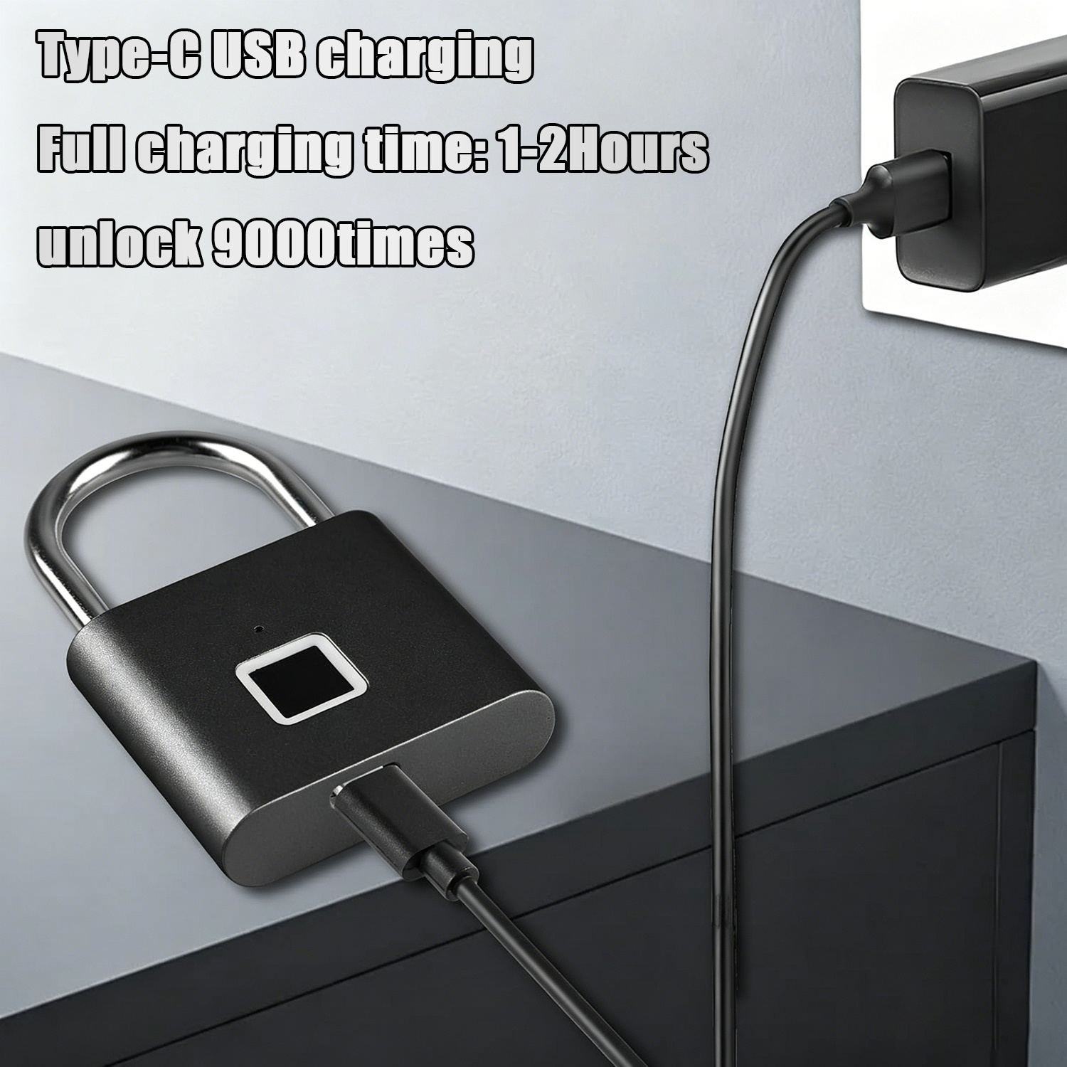 Smart Fingerprint Lock with Retractable Rope, 2pcs