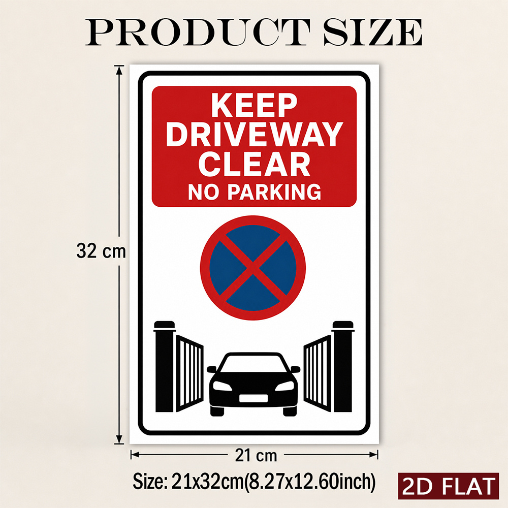 TEMU 2d/flat 1pc Keep Clear No Parking Sign Sticker, Pvc Material Self-adhesive Warning Sticker, Modern Suitable For Courtyard Entrance And , High