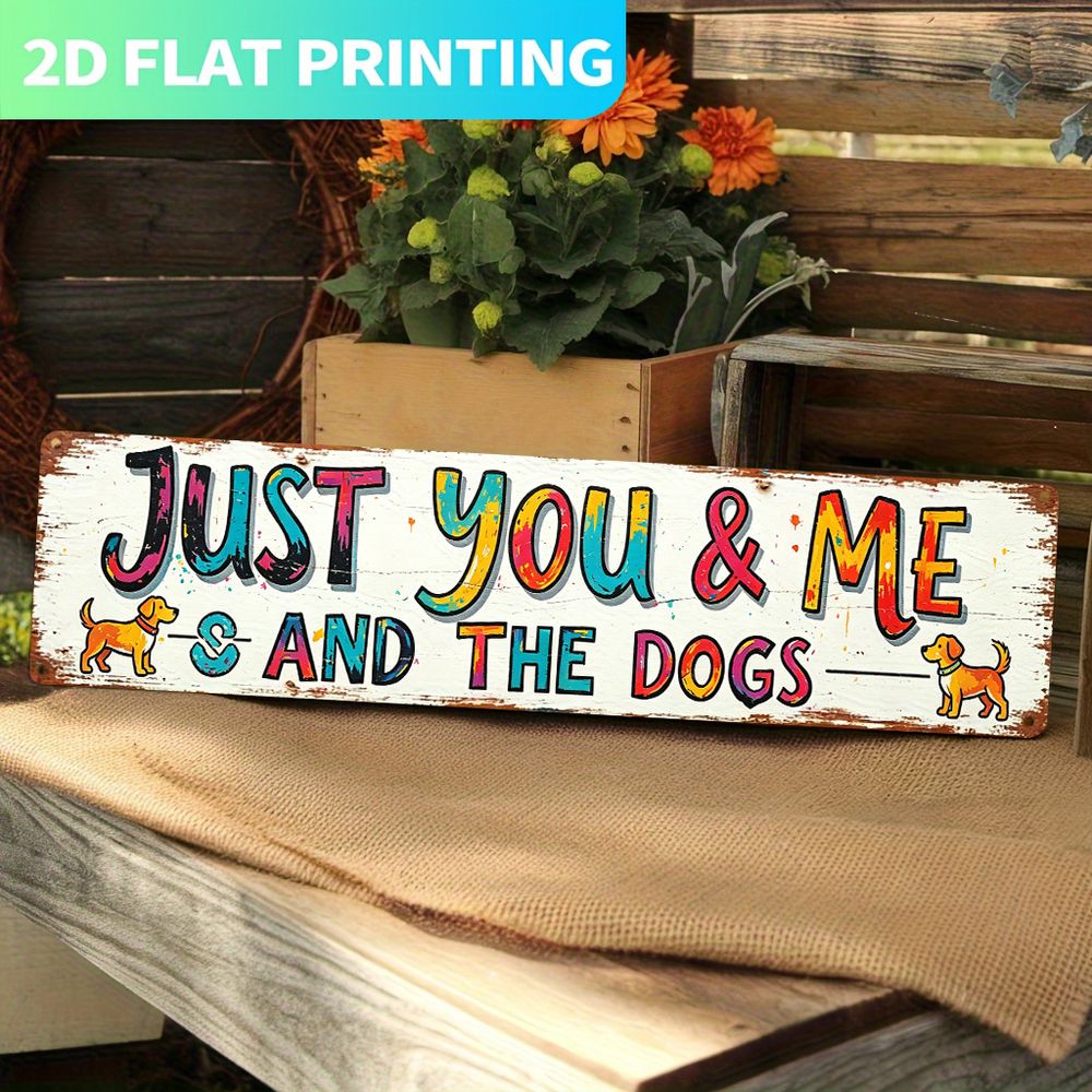 TEMU 2d Flat, Rustic Farmhouse Wooden Wall Plaque With "'s Left , Me & The Dog" Quote - Dog-themed Hanging Sign Suitable For Living Room, Kitchen,