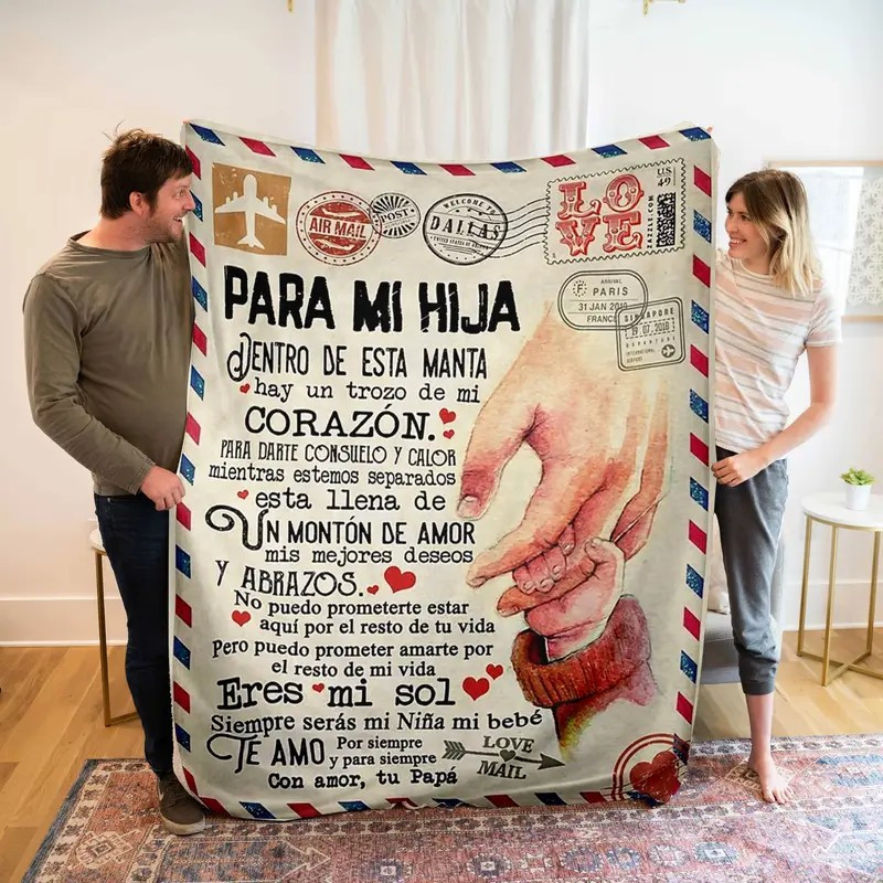 

Spanish Lettering Flannel Throw Blanket - Soft, From Dad To Daughter For All