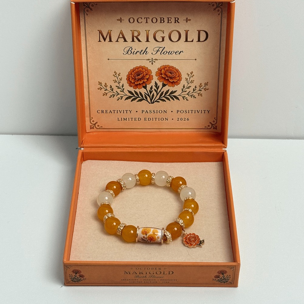 TEMU 12-month Birthstone Flower Bracelet, Comes With A Gift Box, Handcrafted Beaded Bracelet, A Meaningful Birthday Gift For Her, Women's Fashion