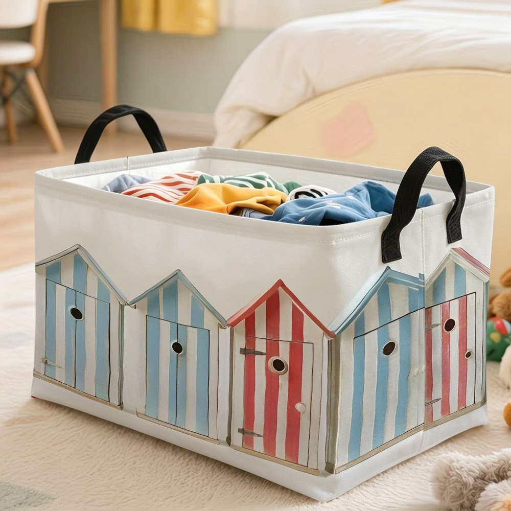TEMU 1 pieza, Cesta de almacenamiento con de de playa a rayas de estilo , Múltiples especificaciones disponibles, Contenedor de almacenamiento