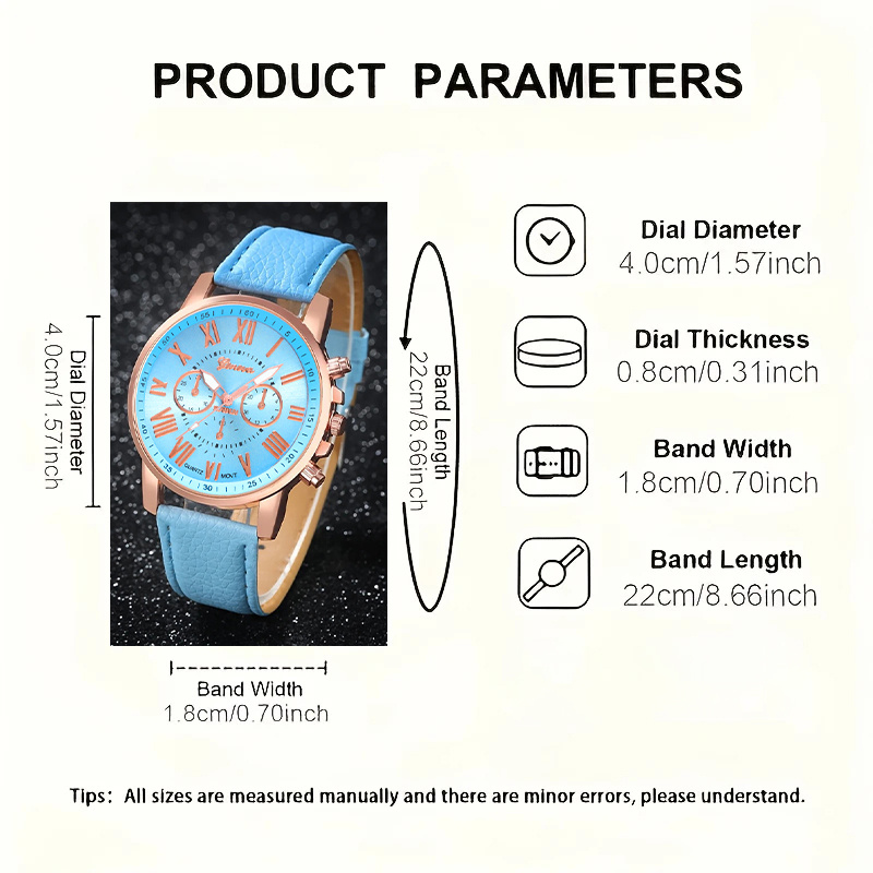 6 stuks MSCXDK Nieuwe Dames Business Luxe Mode Quartz Horloges, Ronde Wijzerplaat, Quartz Uurwerk, voor Dagelijks Gebruik en Formele Gelegenheden Polshorloge, Verjaardagscadeau, Jubileum, Afstudeercadeau - Luxe Design, Modieus Exquise, Feest, Valentijnsdag