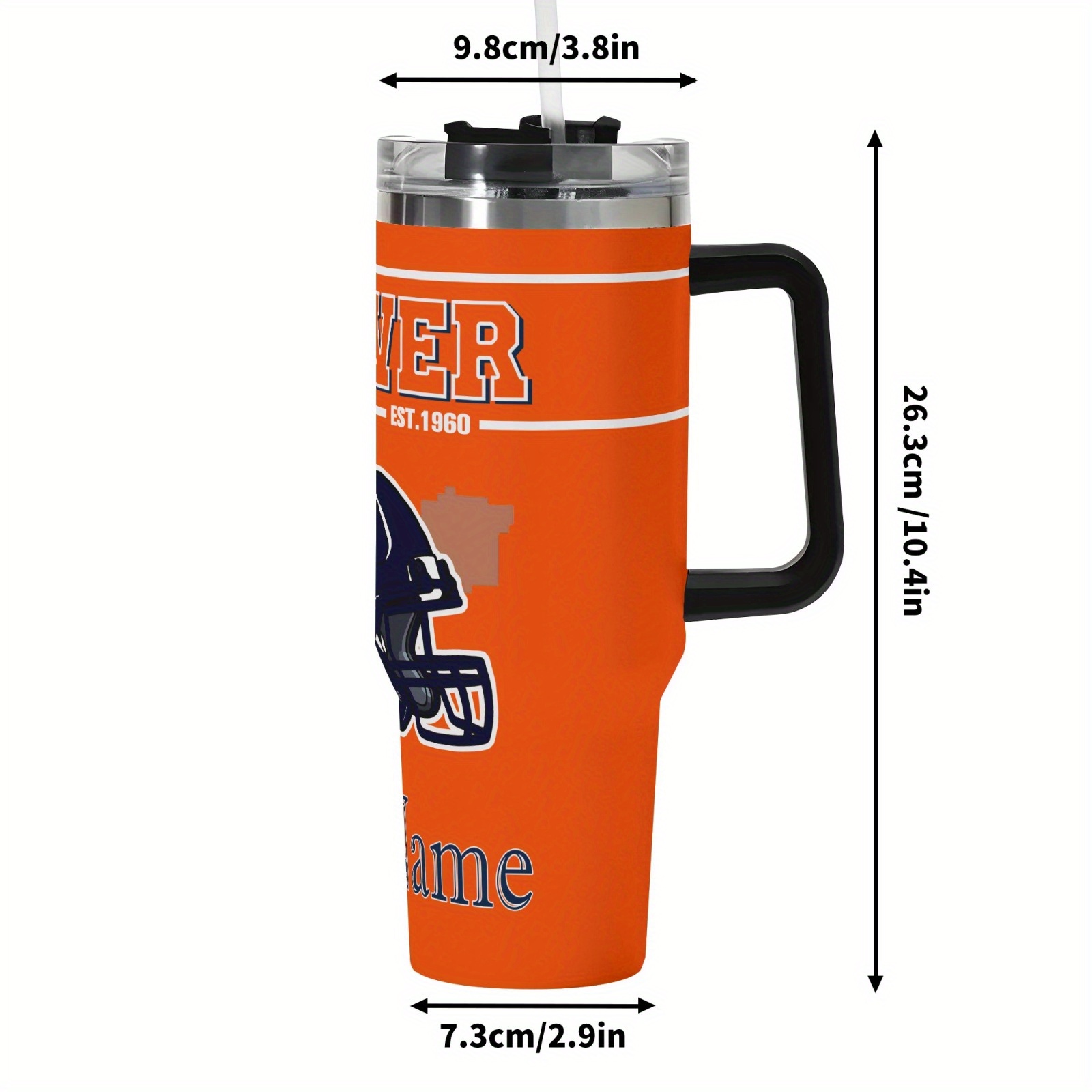 customizable   football 40oz stainless steel vacuum vacuum   with lid straw personalized name car cup reusable travel mug for coffee   gift for fans ideal for cars offices home 5