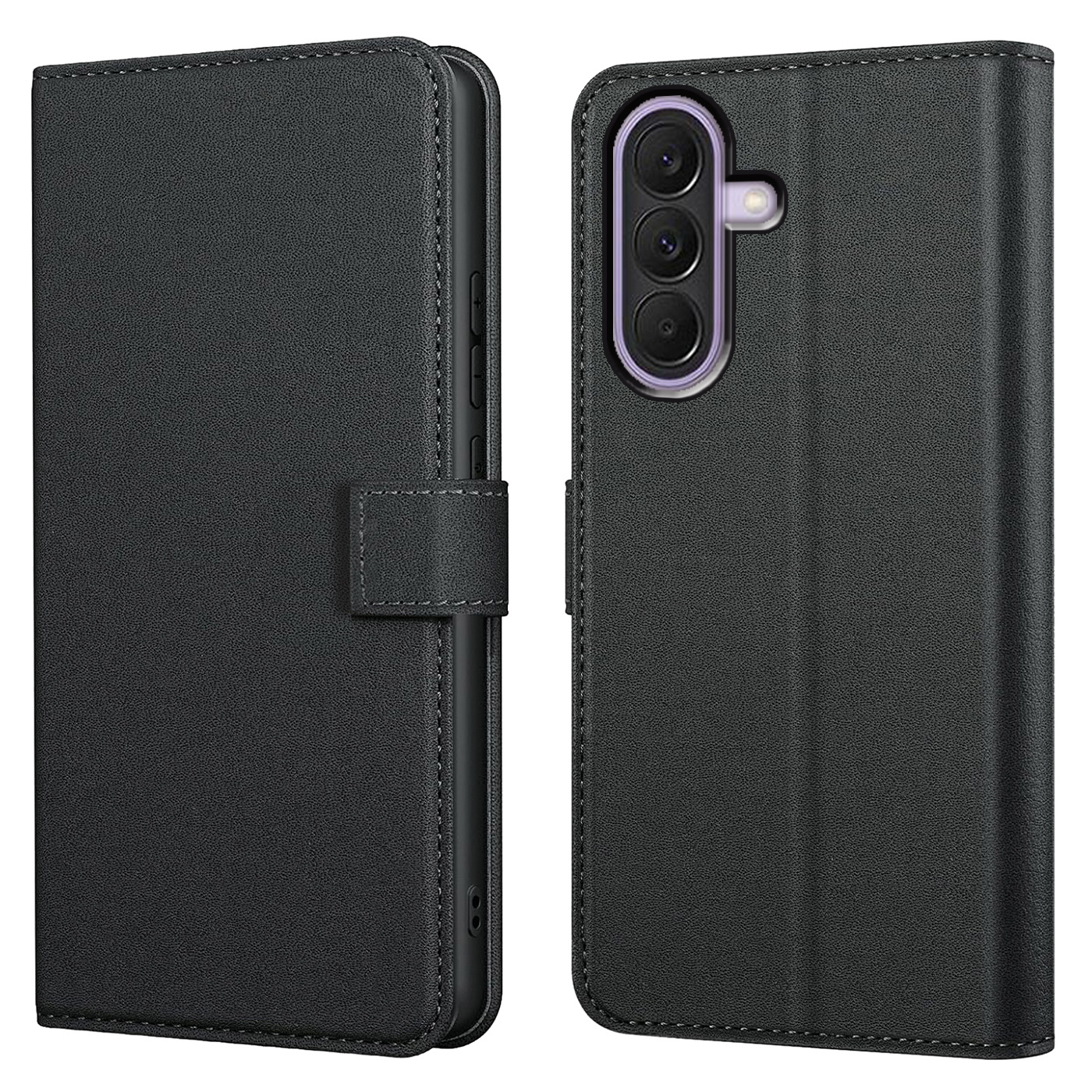 TEMU Phone Case - For For Galaxy A37 5g Case With Kickstand Black Faux Leather Card Slot Flip Protective Phone Case Cover