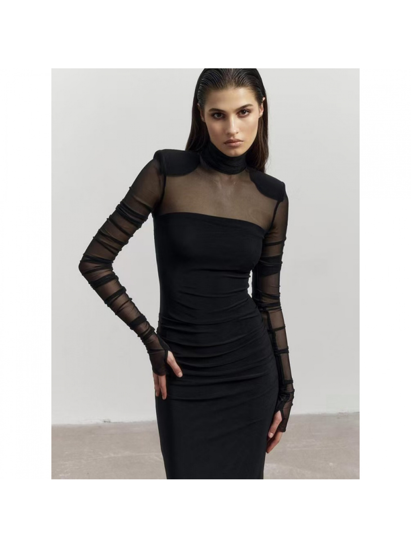 little black dress with mesh sleeves sheer sold on Temu United States Mystique Q Floral Wash Method ELSA and ANNA FROZEN Maxi dress Size:Us Size 16W