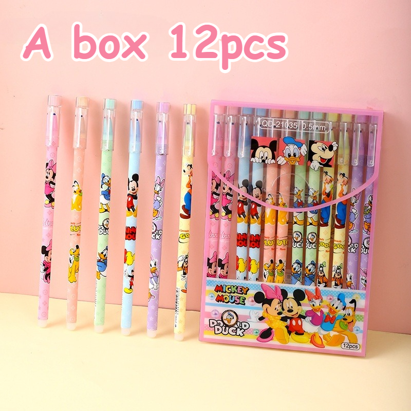 TEMU Scatola da 12 penne gel serie e Minnie, cancellabile da 0,5 mm, ideali per l'uso e come regalo di compleanno o per le feste per gli