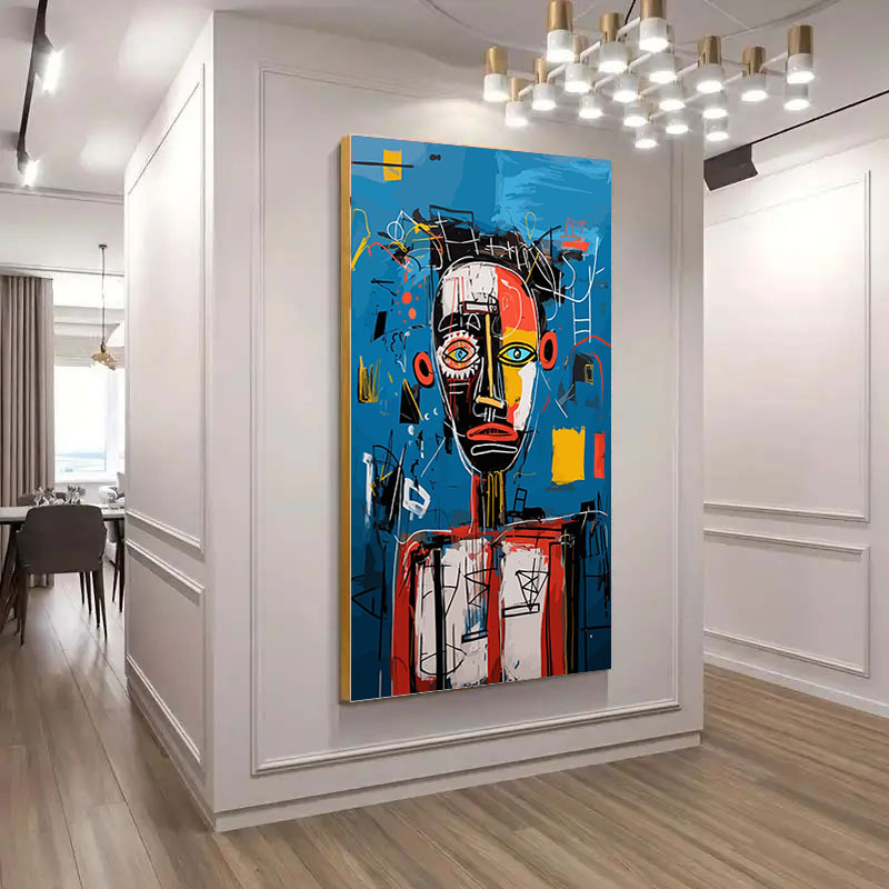 2d flat 2d flat a 2d flat large abstract canvas print an unframed modern wall art piece measuring 23 6 x47 2 featuring a character with red orange eyes and a white headscarf ideal for living rooms bedrooms