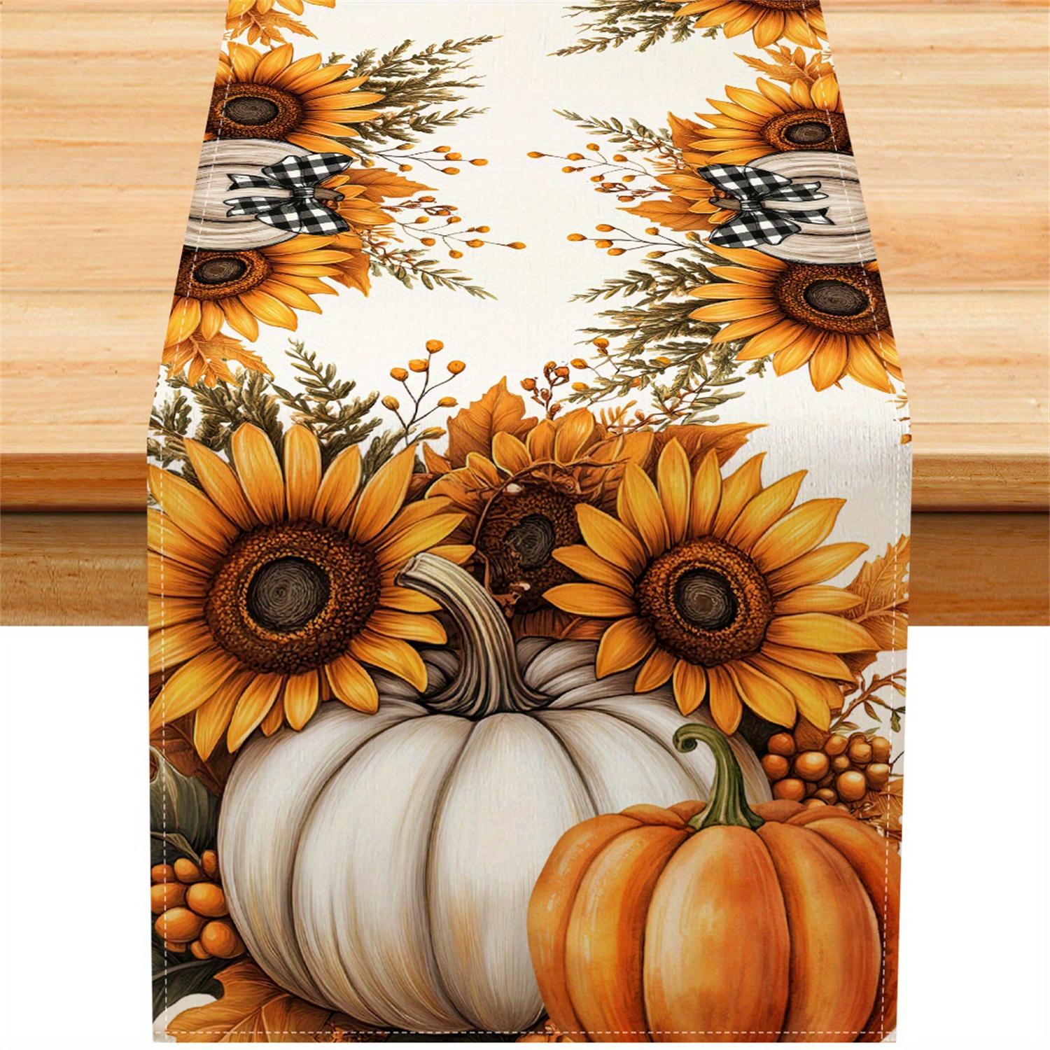 TEMU 1 pièce Nappe de Table à Carreaux Buffalo Citrouille et Décoration Automne Ferme pour Fête Thanksgiving Cuisine Salle à Manger Décor Maison